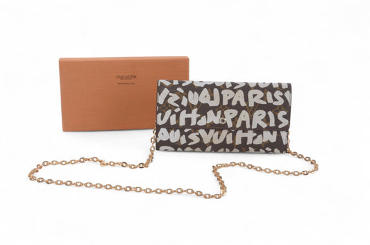 Louis Vuitton x Stephen Sprouse Graffiti Sarah Monogram Wallet Vintage Leather Canvas Brown Crossbody Bag