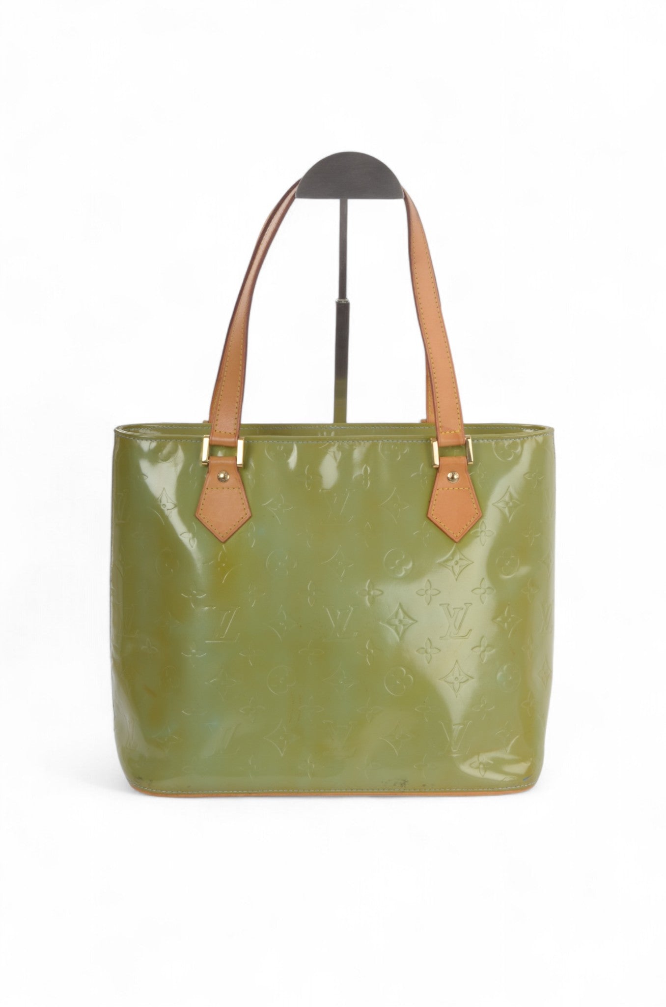 Louis Vuitton Vernis Houston Shoulder Bag Tote Handbag Vintage Green Monogram Patent Leather Designer Classic Authentic