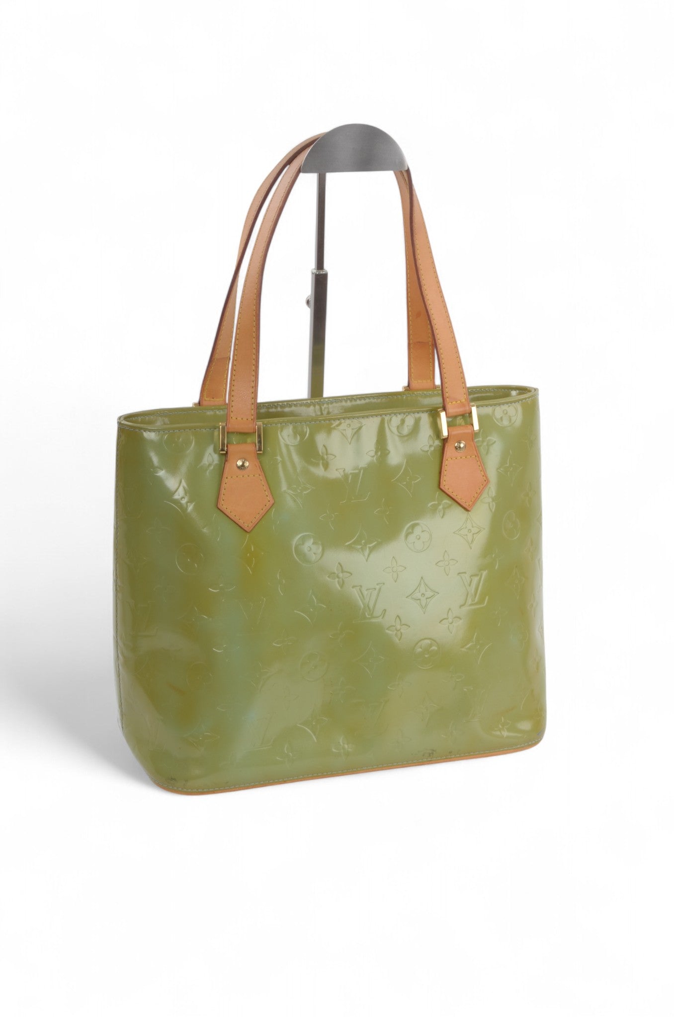 Louis Vuitton Vernis Houston Shoulder Bag Tote Handbag Vintage Green Monogram Patent Leather Designer Classic Authentic