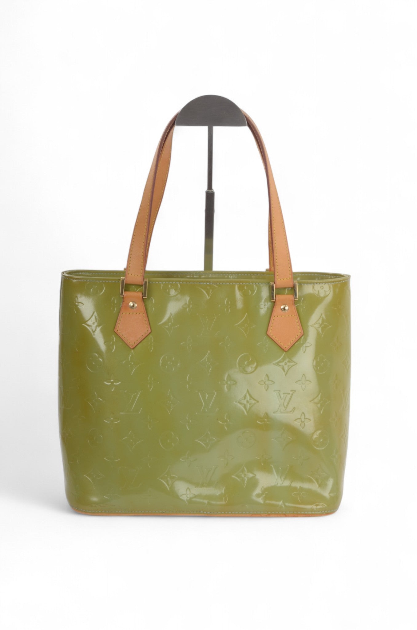 Louis Vuitton Vernis Houston Shoulder Bag Tote Handbag Vintage Green Monogram Patent Leather Designer Classic Authentic