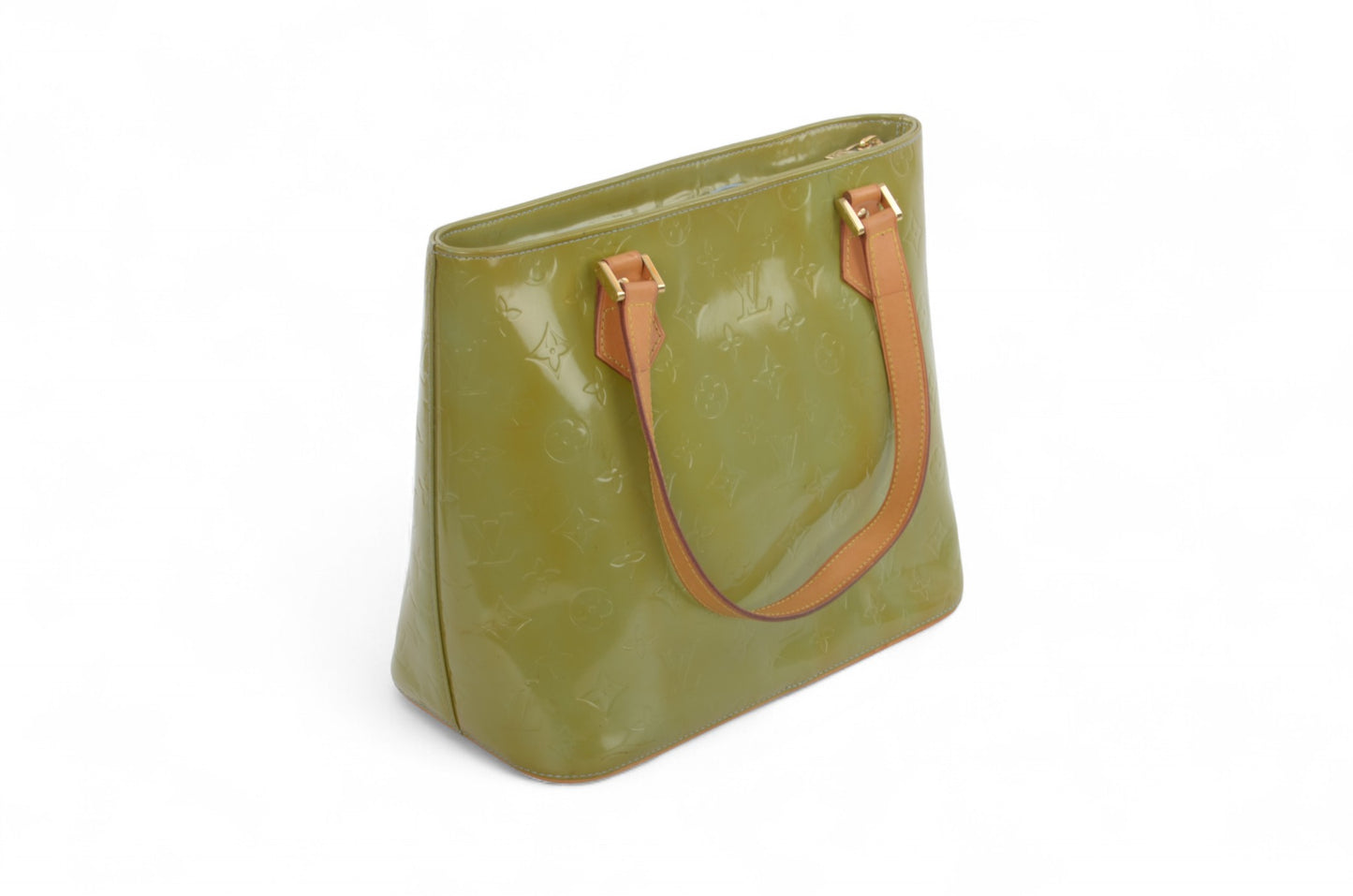 Louis Vuitton Vernis Houston Shoulder Bag Tote Handbag Vintage Green Monogram Patent Leather Designer Classic Authentic