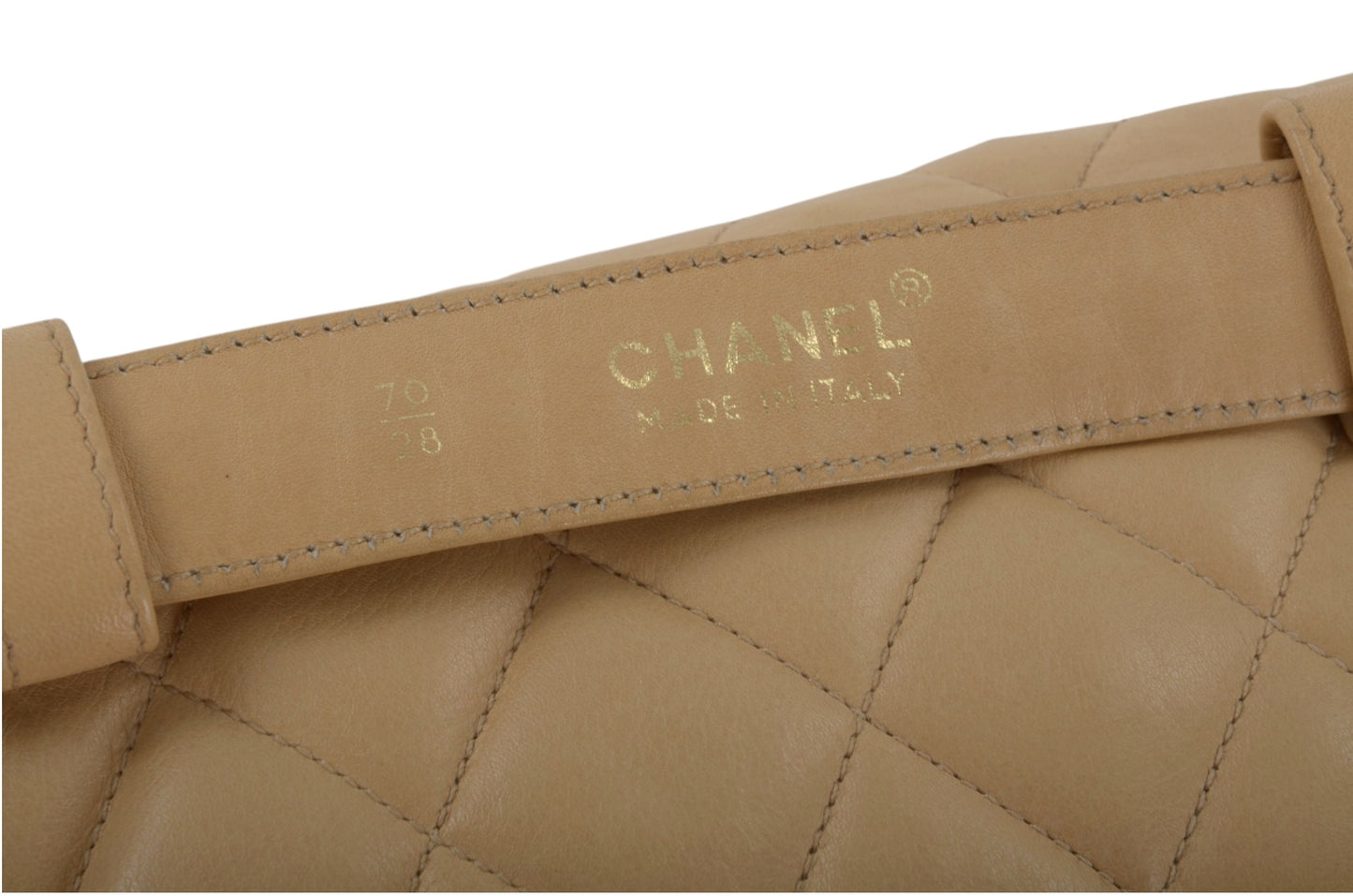 Chanel Matelasse Waistbag Pouch Waist Bag Lambskin Turn Lock Coco Mark Leather Beige Body Bag