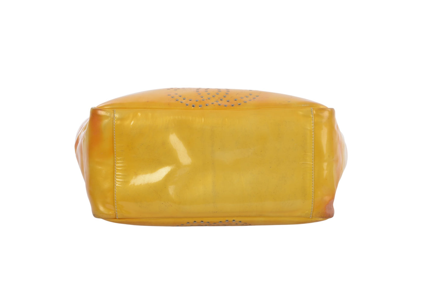 Chanel CC Logo Chain Shoulder Bag Patent Leather Tote Handbag Vintage Orange Designer Classic Authentic