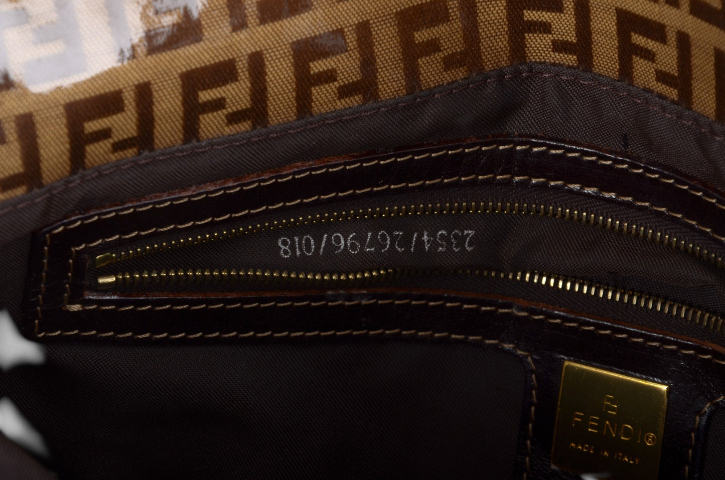 Fendi Baguette Crystal Double Flap 90s Zucca Zucchino Shoulder Bag Handbag Patent Leather Vintage Brown Designer Classic Rare Authentic