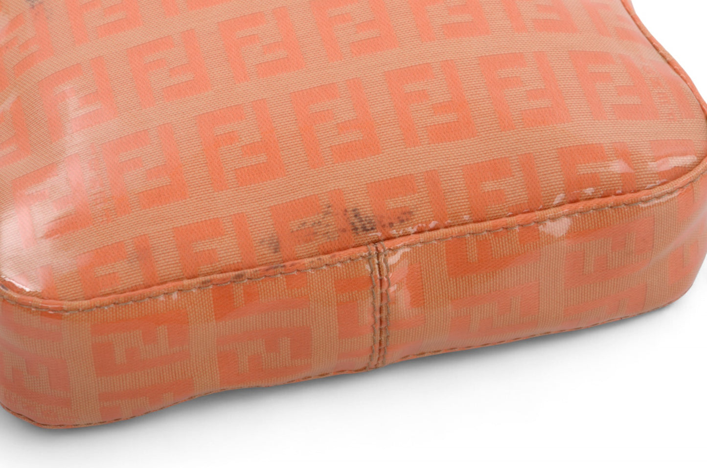 Fendi Zucca Mini Bag Handbag Patent Leather Vintage Orange Apricot Designer Classic Rare Authentic