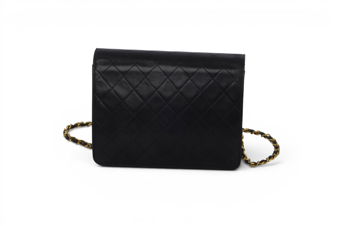 Chanel Classic Single Flap Bag Black Lambskin Matelasse CC Lock Chain Shoulder Bag Vintage Designer Classic