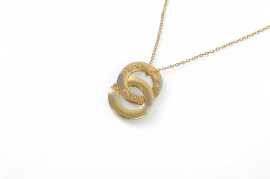 Celine Vintage Double Circle Logo Medallion Necklace Gold Plated Statement Pendant Designer Classic Jewelry Authentic