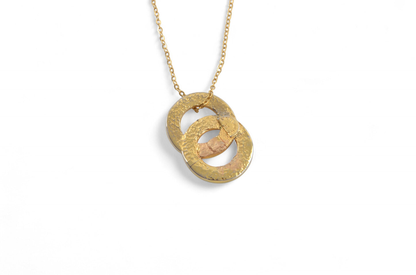 Celine Vintage Double Circle Logo Medallion Necklace Gold Plated Statement Pendant Designer Classic Jewelry Authentic