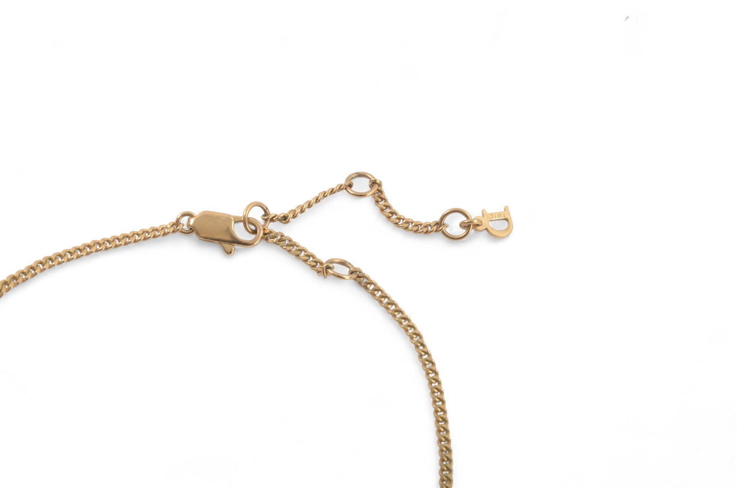 Christian Dior Crystal Oblique Butterfly Pendant Necklace Vintage Logo Gold Plated  Designer Classic Jewelry Authentic