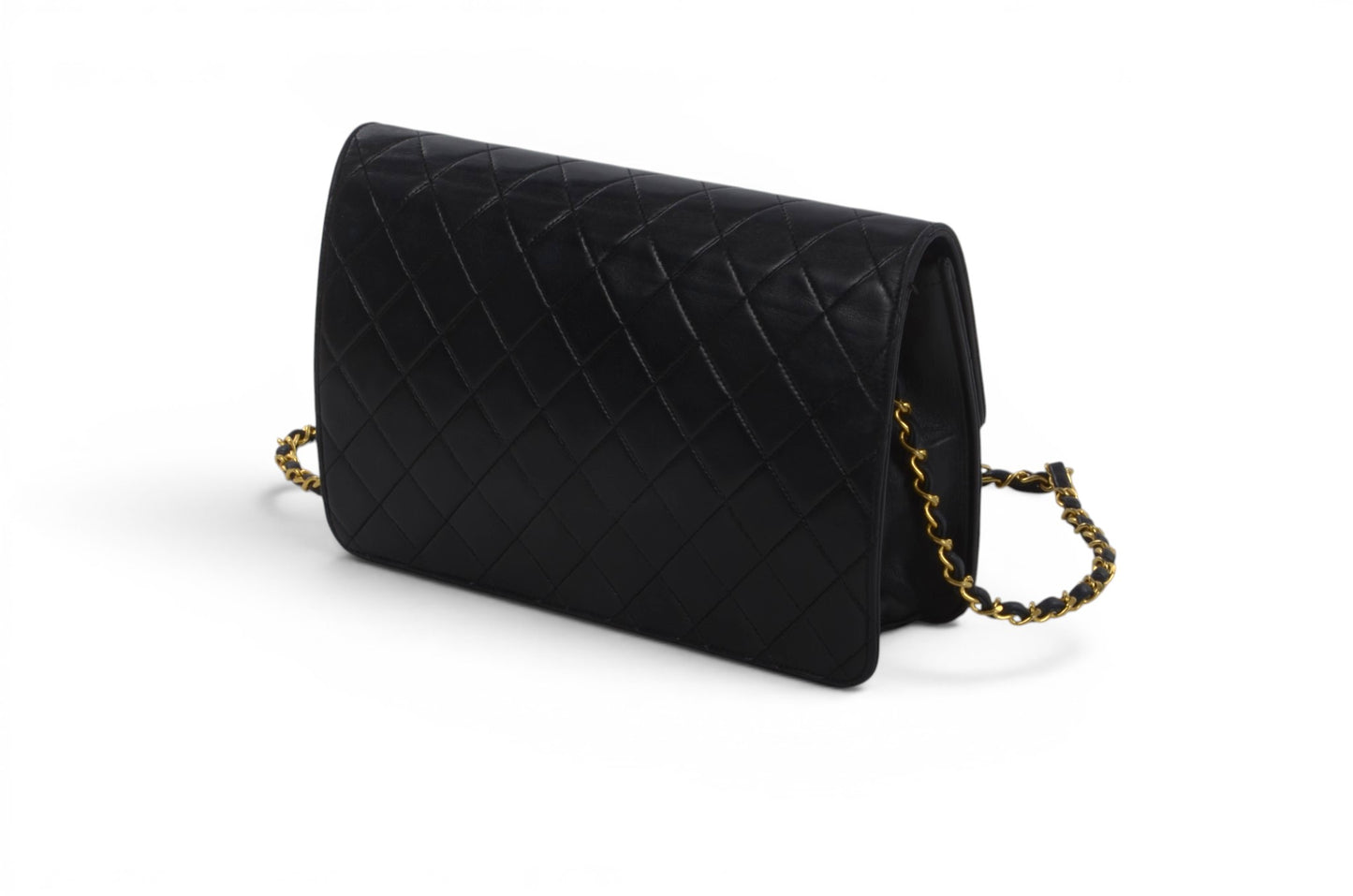 Chanel Classic Single Flap 25 Bag Black Lambskin Matelasse CC Lock Chain Shoulder Bag Vintage Designer Classic