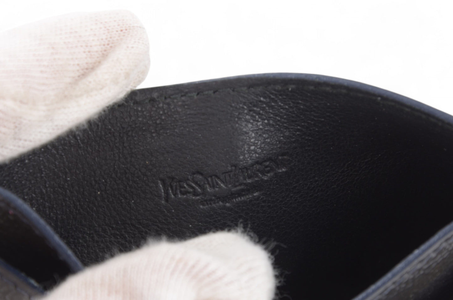 Yves Saint Laurent YSL Leather Black Wallet Card Holder Case Cardholder Vintage Designer Classic Authentic