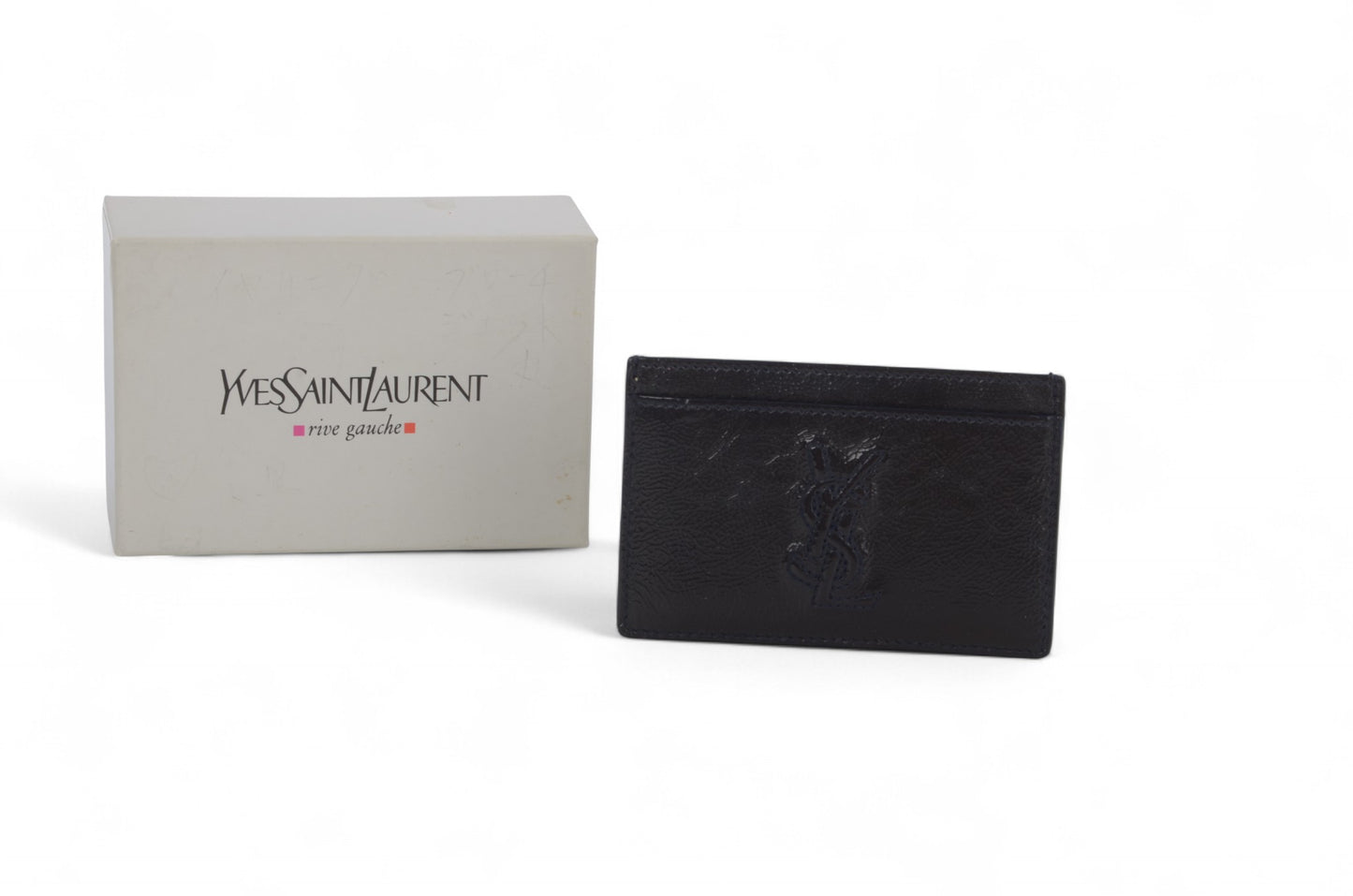 Yves Saint Laurent YSL Leather Black Wallet Card Holder Case Cardholder Vintage Designer Classic Authentic