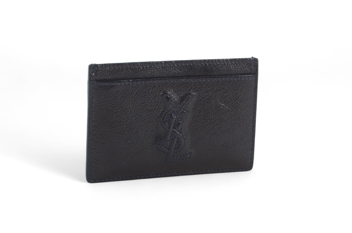 Yves Saint Laurent YSL Leather Black Wallet Card Holder Case Cardholder Vintage Designer Classic Authentic
