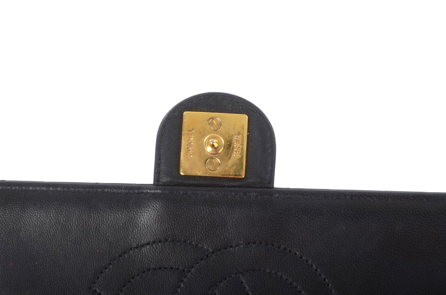 Chanel Classic Single Flap 25 Bag Black Lambskin Matelasse CC Lock Chain Shoulder Bag Vintage Designer Classic
