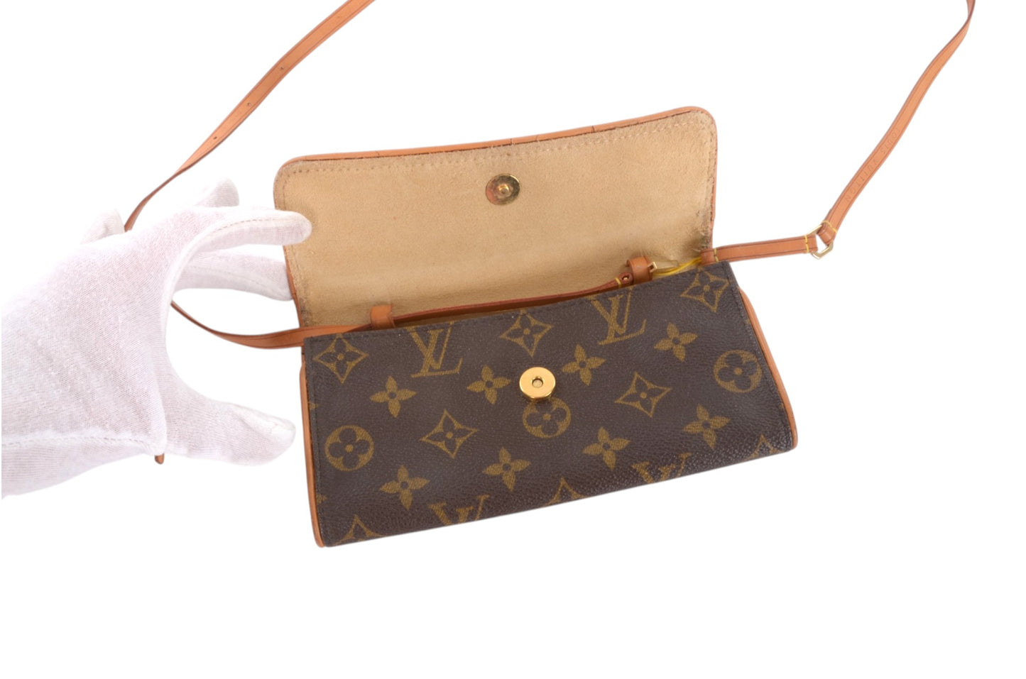 Louis Vuitton Vintage Pochette Twin Crossbody Bag Monogram Clutch Pouch Designer Classic
