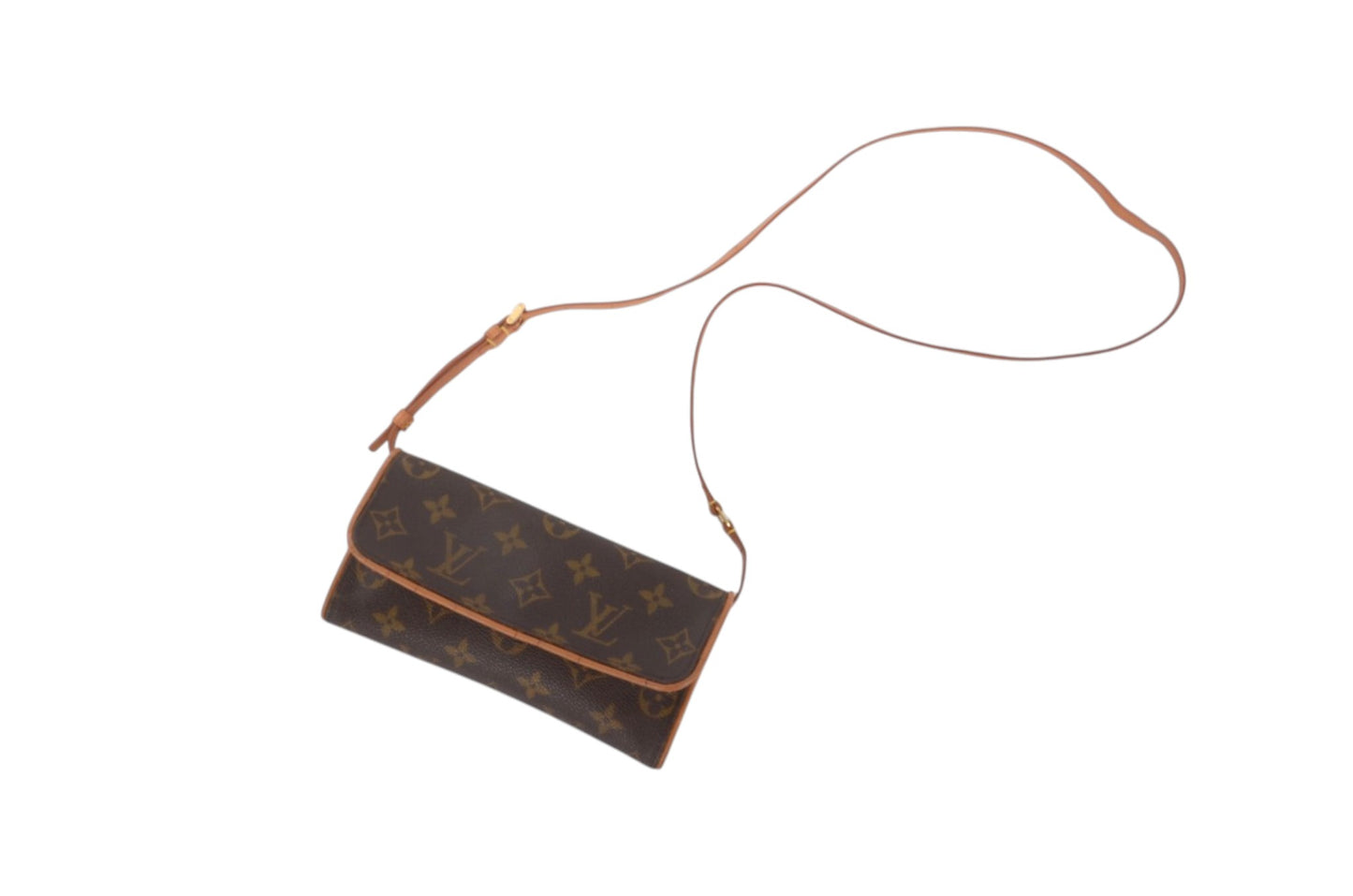 Louis Vuitton Vintage Pochette Twin Crossbody Bag Monogram Clutch Pouch Designer Classic