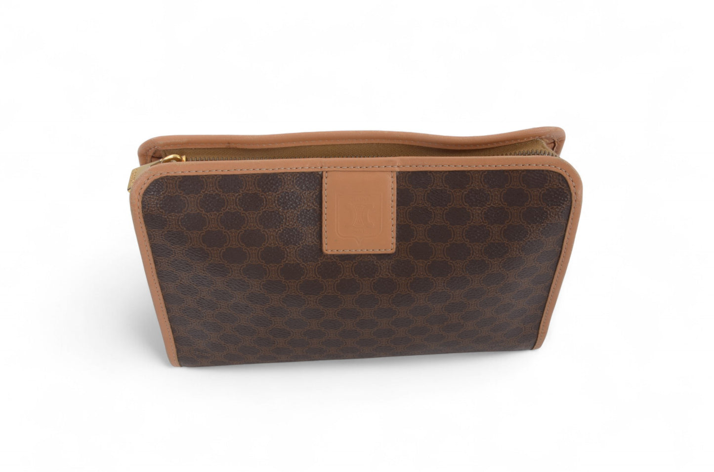 Celine Vintage Triomphe Clutch Bag Evening Bag Pouch Make Up Vanity Toiletry Bag Monogram Canvas