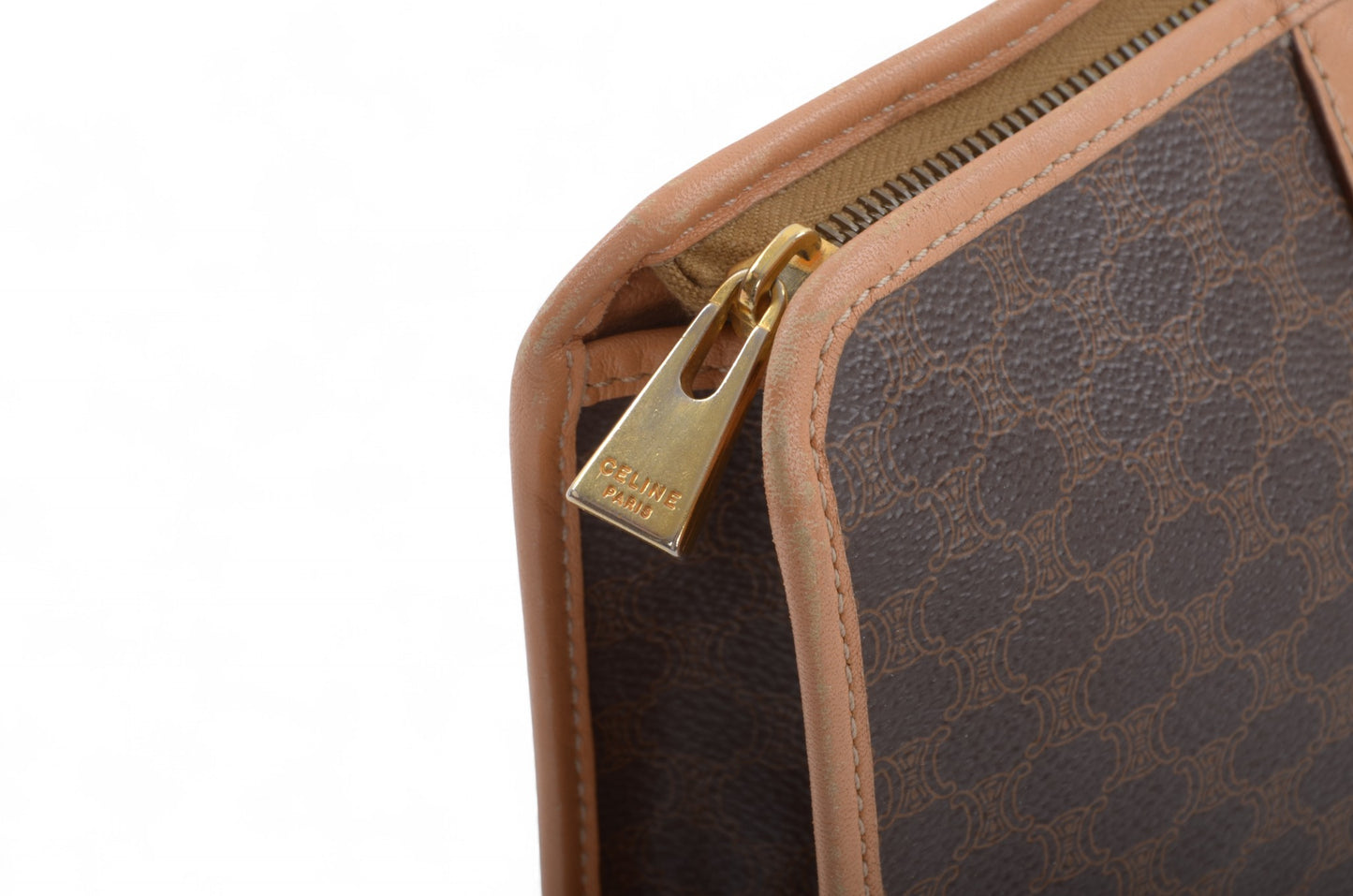 Celine Vintage Triomphe Clutch Bag Evening Bag Pouch Make Up Vanity Toiletry Bag Monogram Canvas