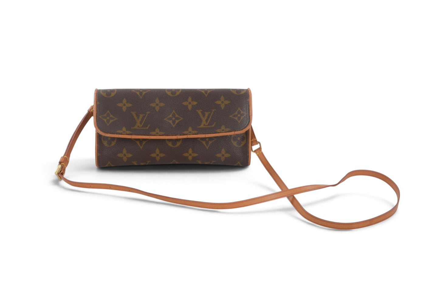 Louis Vuitton Vintage Pochette Twin Crossbody Bag Monogram Clutch Pouch Designer Classic