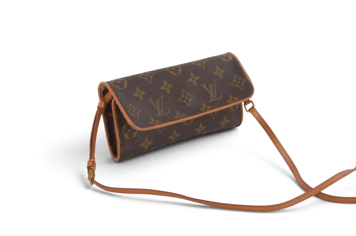 Louis Vuitton Vintage Pochette Twin Crossbody Bag Monogram Clutch Pouch Designer Classic