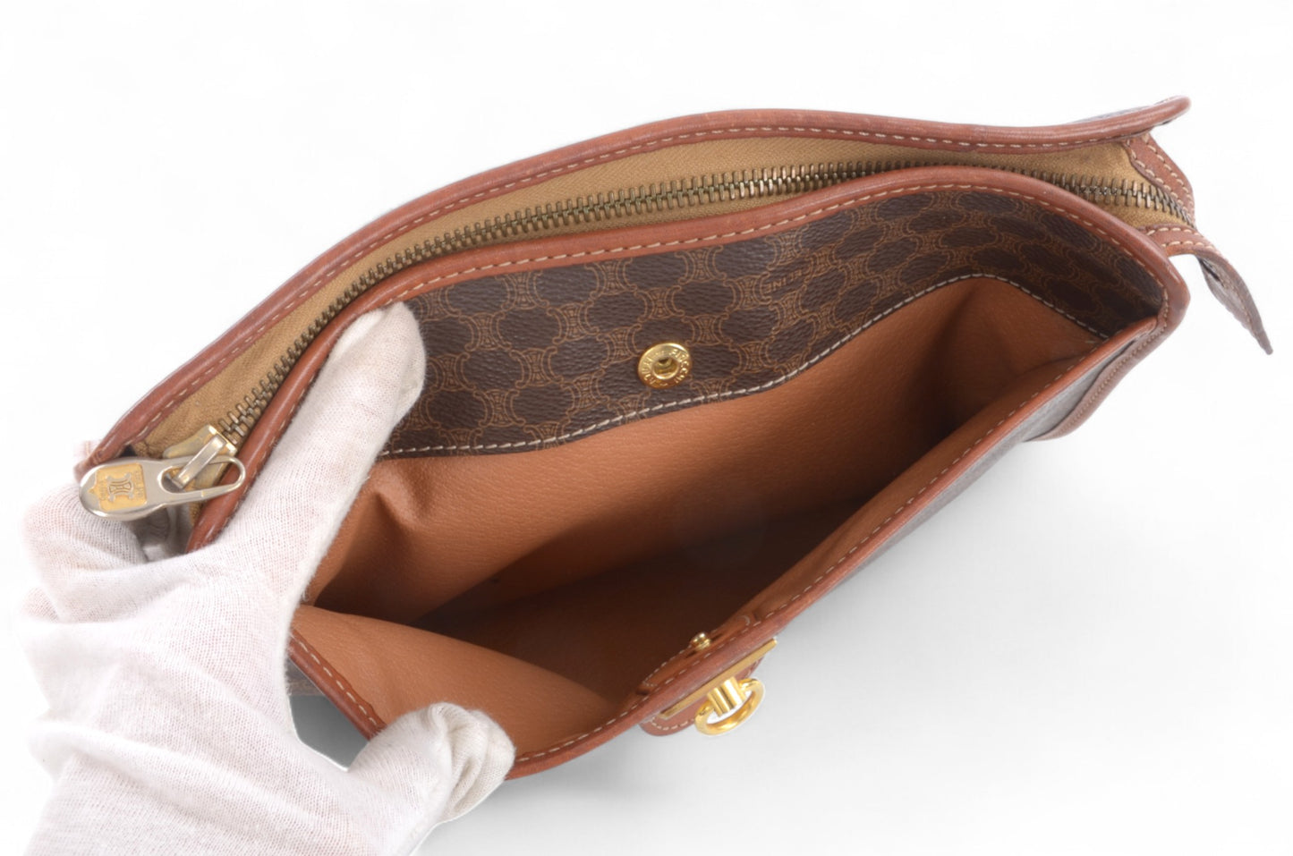 Celine Vintage Triomphe Clutch Bag Evening Bag Pouch Make Up Vanity Toiletry Bag Monogram Canvas Designer Classic