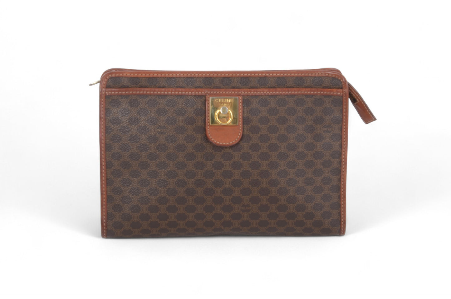 Celine Vintage Triomphe Clutch Bag Evening Bag Pouch Make Up Vanity Toiletry Bag Monogram Canvas Designer Classic