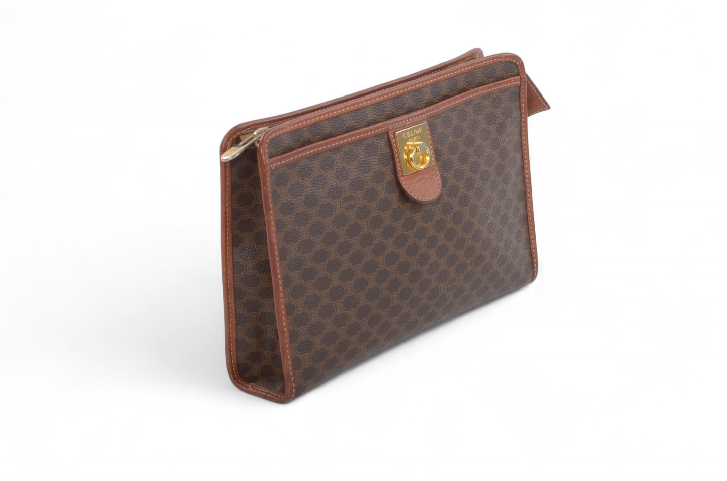 Celine Vintage Triomphe Clutch Bag Evening Bag Pouch Make Up Vanity Toiletry Bag Monogram Canvas Designer Classic