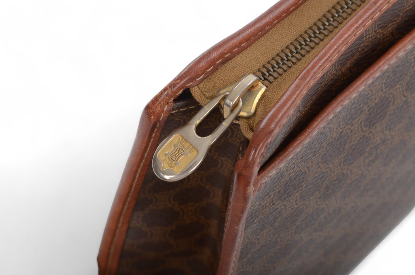 Celine Vintage Triomphe Clutch Bag Evening Bag Pouch Make Up Vanity Toiletry Bag Monogram Canvas Designer Classic