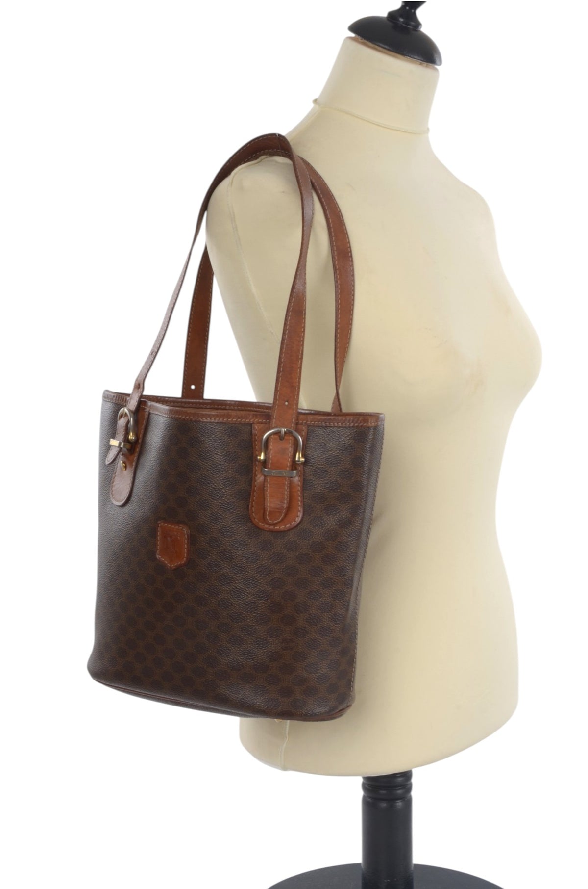 Celine Vintage Triomphe Shoulder Bag Tote Handbag Monogram Brown Designer Classic