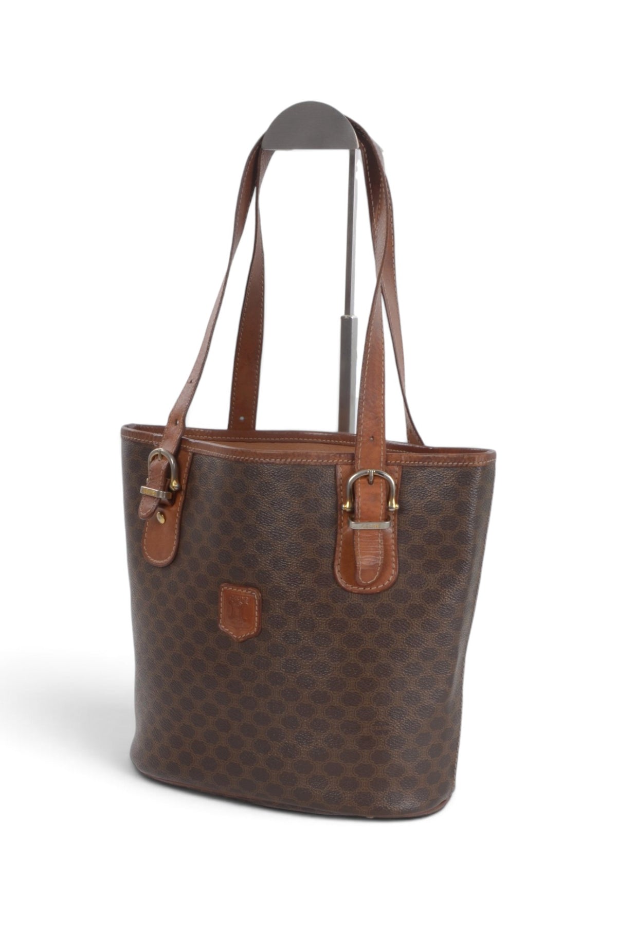 Celine Vintage Triomphe Shoulder Bag Tote Handbag Monogram Brown Designer Classic
