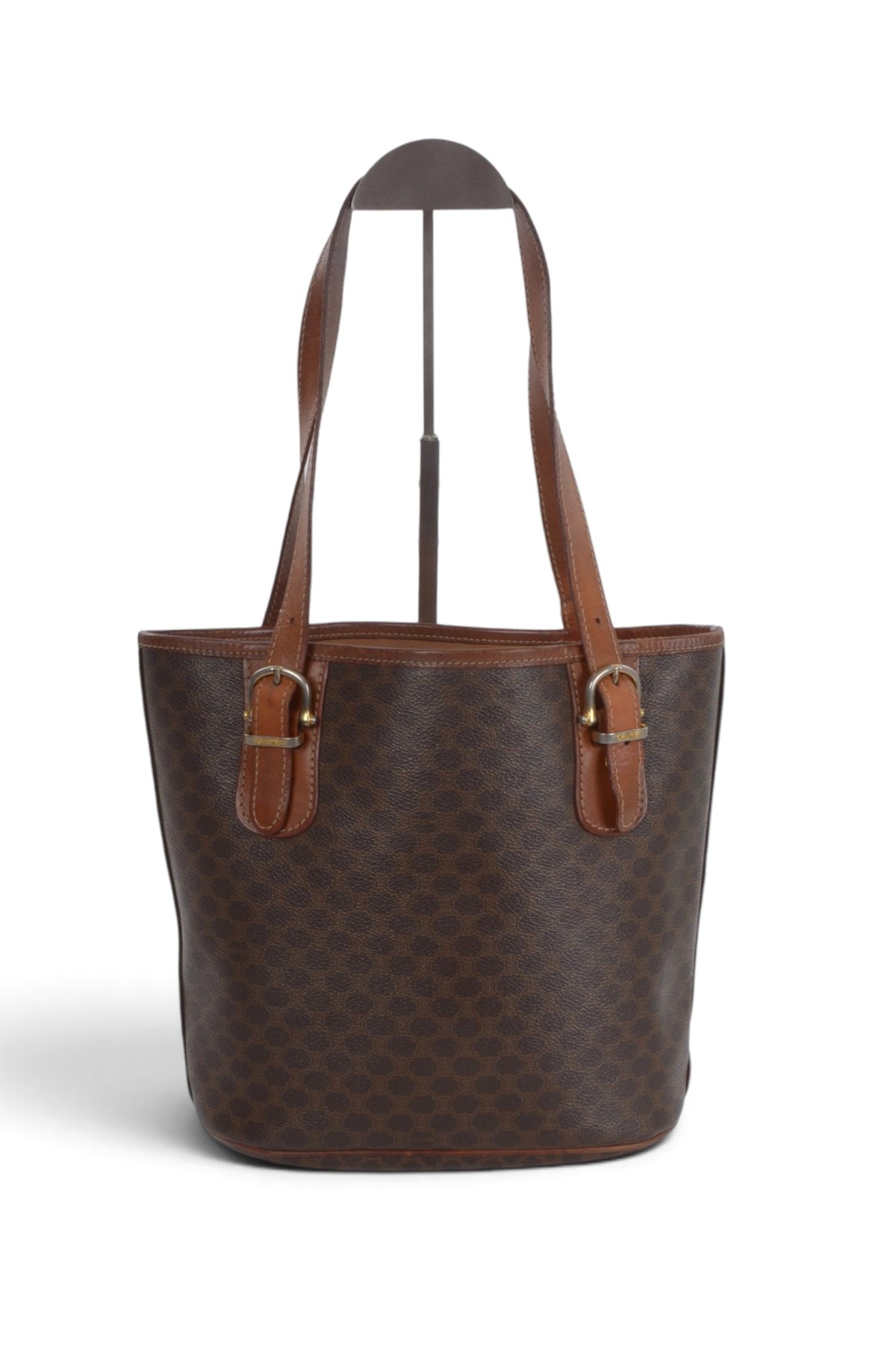 Celine Vintage Triomphe Shoulder Bag Tote Handbag Monogram Brown Designer Classic