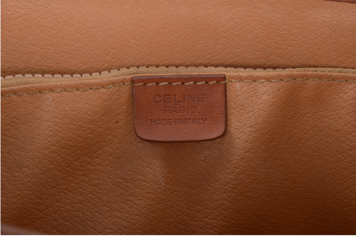 Celine Vintage Triomphe Shoulder Bag Tote Handbag Monogram Brown Designer Classic