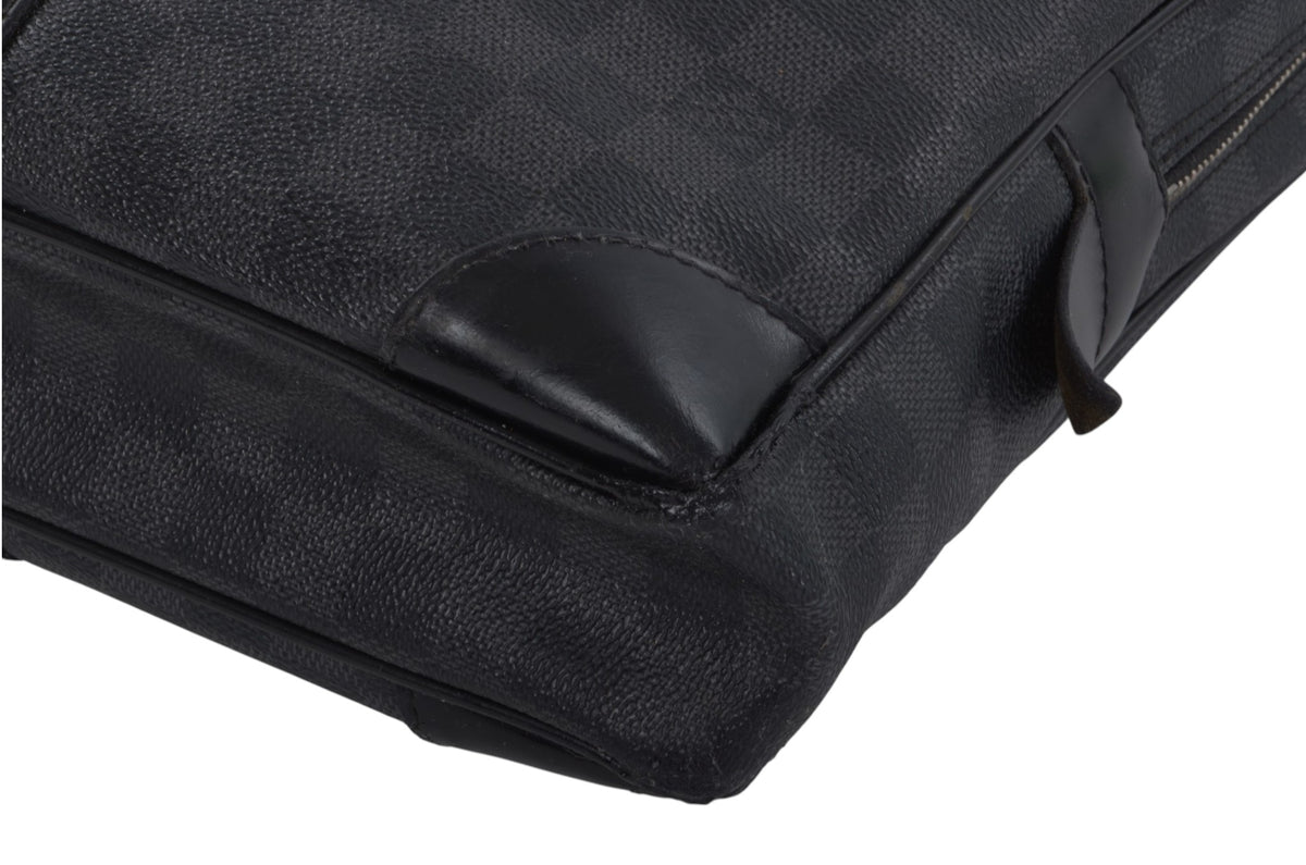 Louis Vuitton Damier Graphite Porte-Document Voyage Leather Business Laptop Document Bag Briefcase