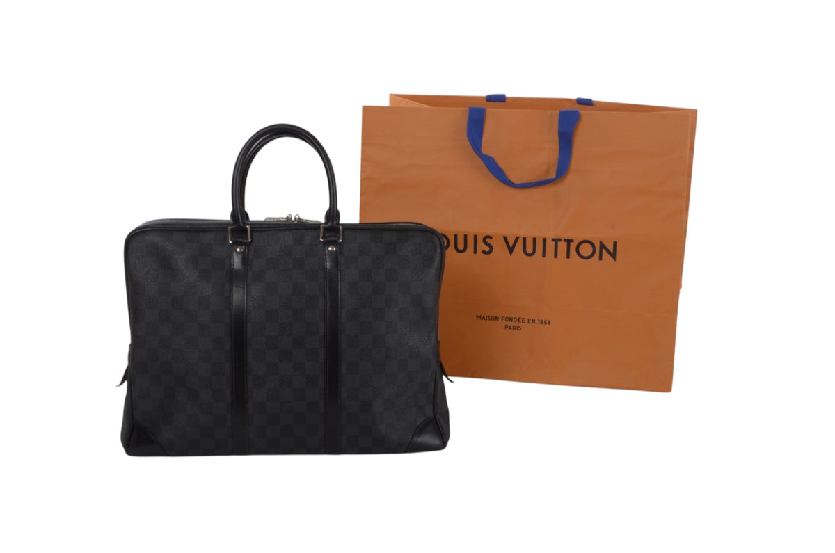 Louis Vuitton Damier Graphite Porte-Document Voyage Leather Business Laptop Document Bag Briefcase