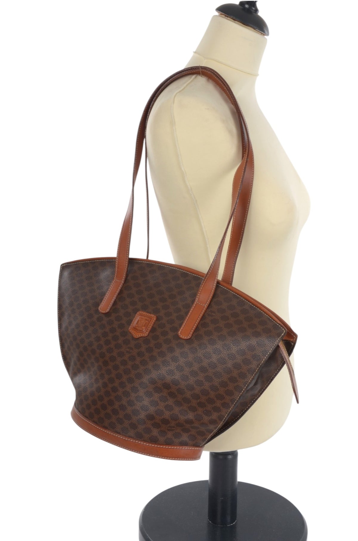 Celine Vintage Triomphe Tote Shoulder Bag Handbag Monogram Designer Classic