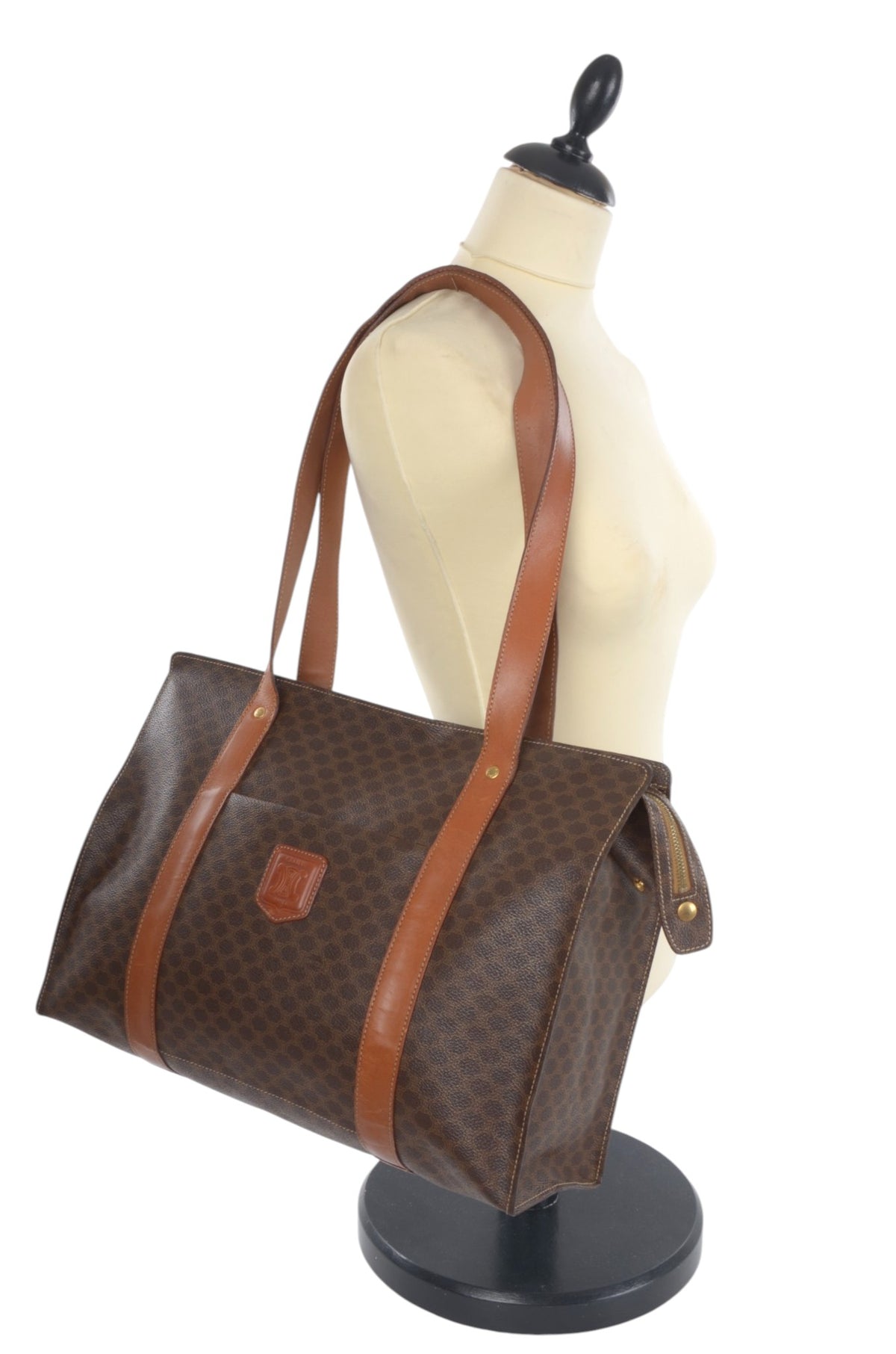 Celine Vintage Triomphe Tote Shoulder Bag Handbag Monogram Designer Classic