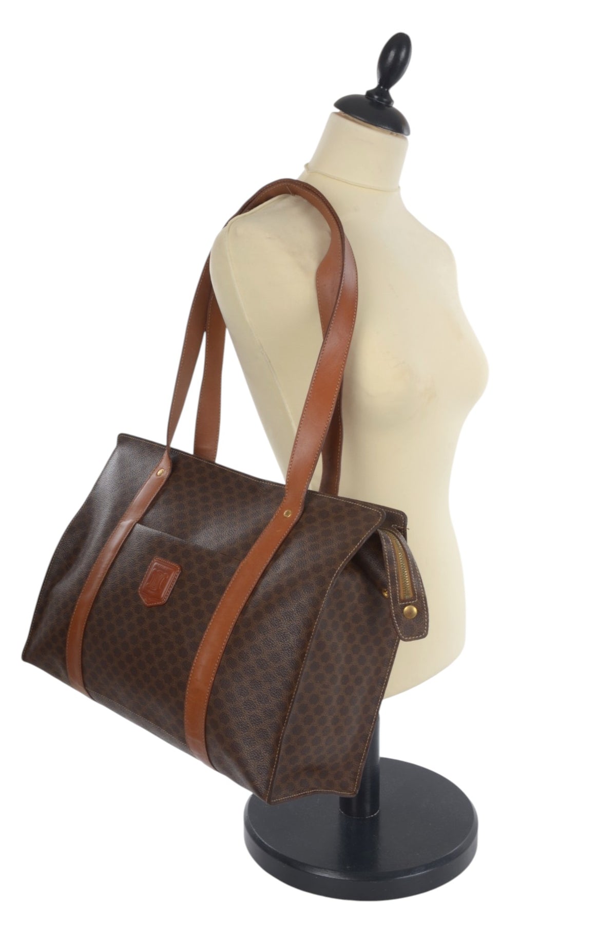Celine Vintage Triomphe Tote Shoulder Bag Handbag Monogram Designer Classic