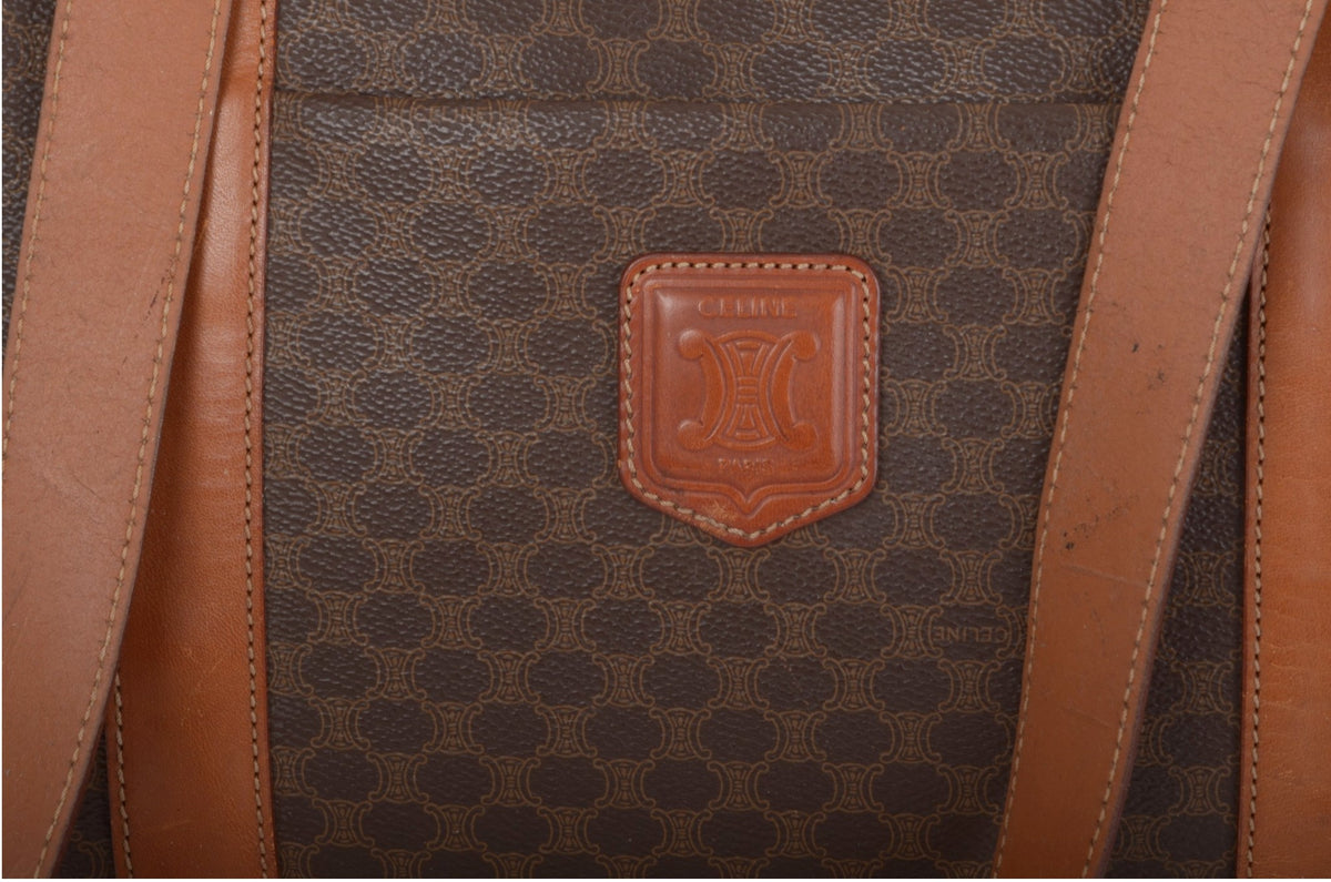 Celine Vintage Triomphe Tote Shoulder Bag Handbag Monogram Designer Classic