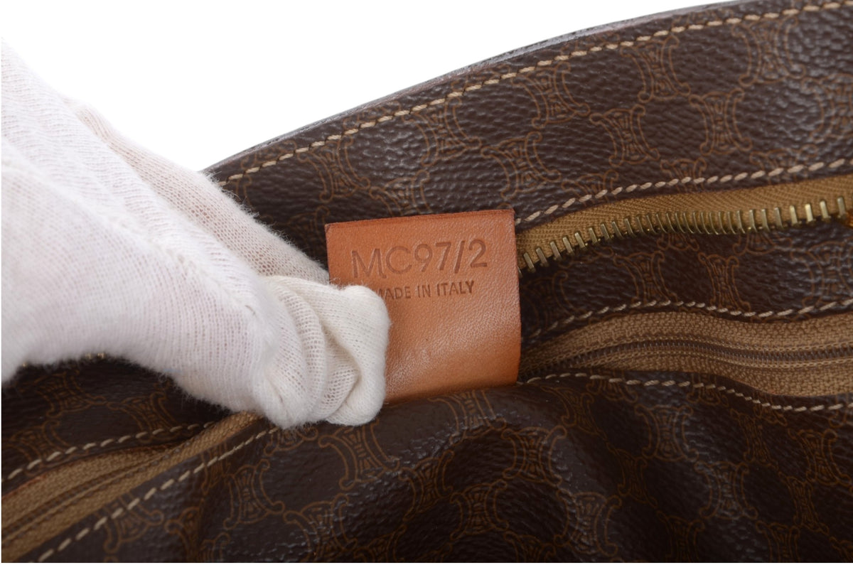 Celine Vintage Triomphe Tote Shoulder Bag Handbag Monogram Designer Classic