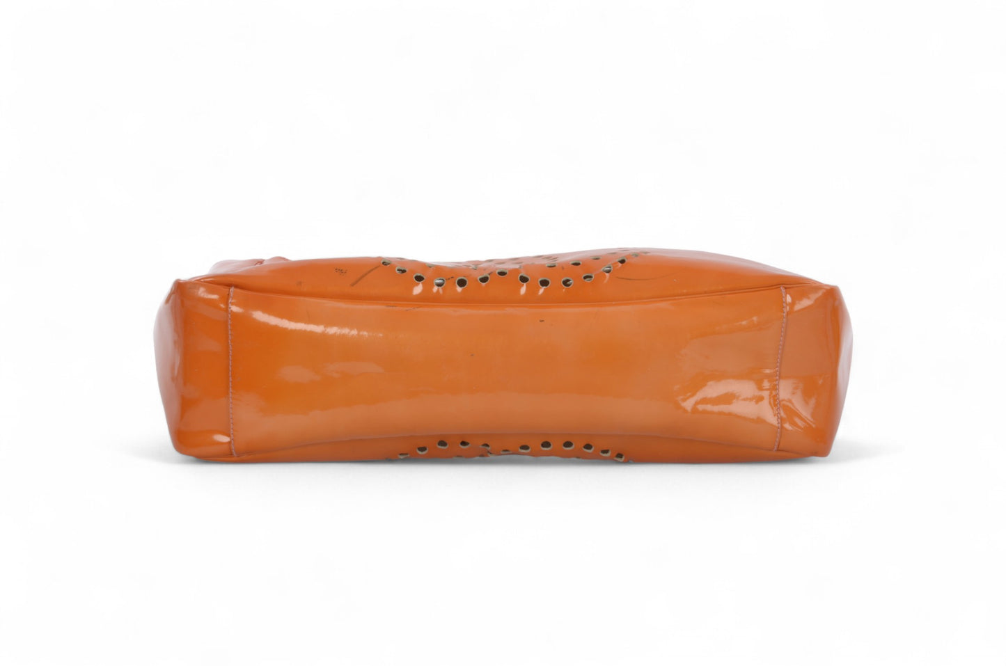 Chanel CC Triple Logo Enamel Tote Bag Handbag Patent Leather Orange Vintage Designer Classic Authentic