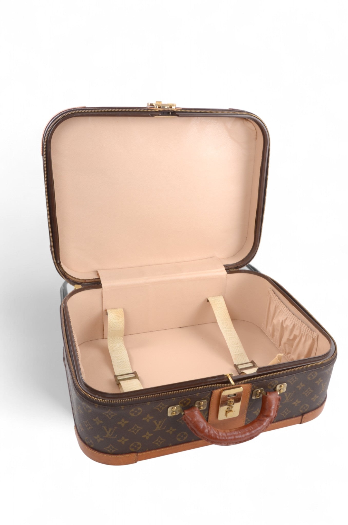 Louis Vuitton Stratos 50 Vintage Monogram Trunk Travel Bag Suitcase Leather Designer Classic Authentic