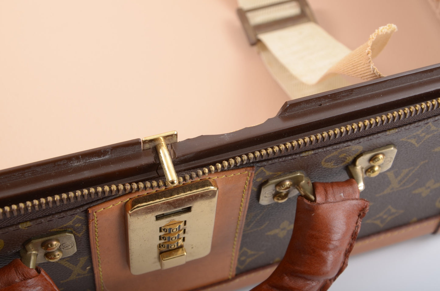 Louis Vuitton Stratos 50 Vintage Monogram Trunk Travel Bag Suitcase Leather Designer Classic Authentic