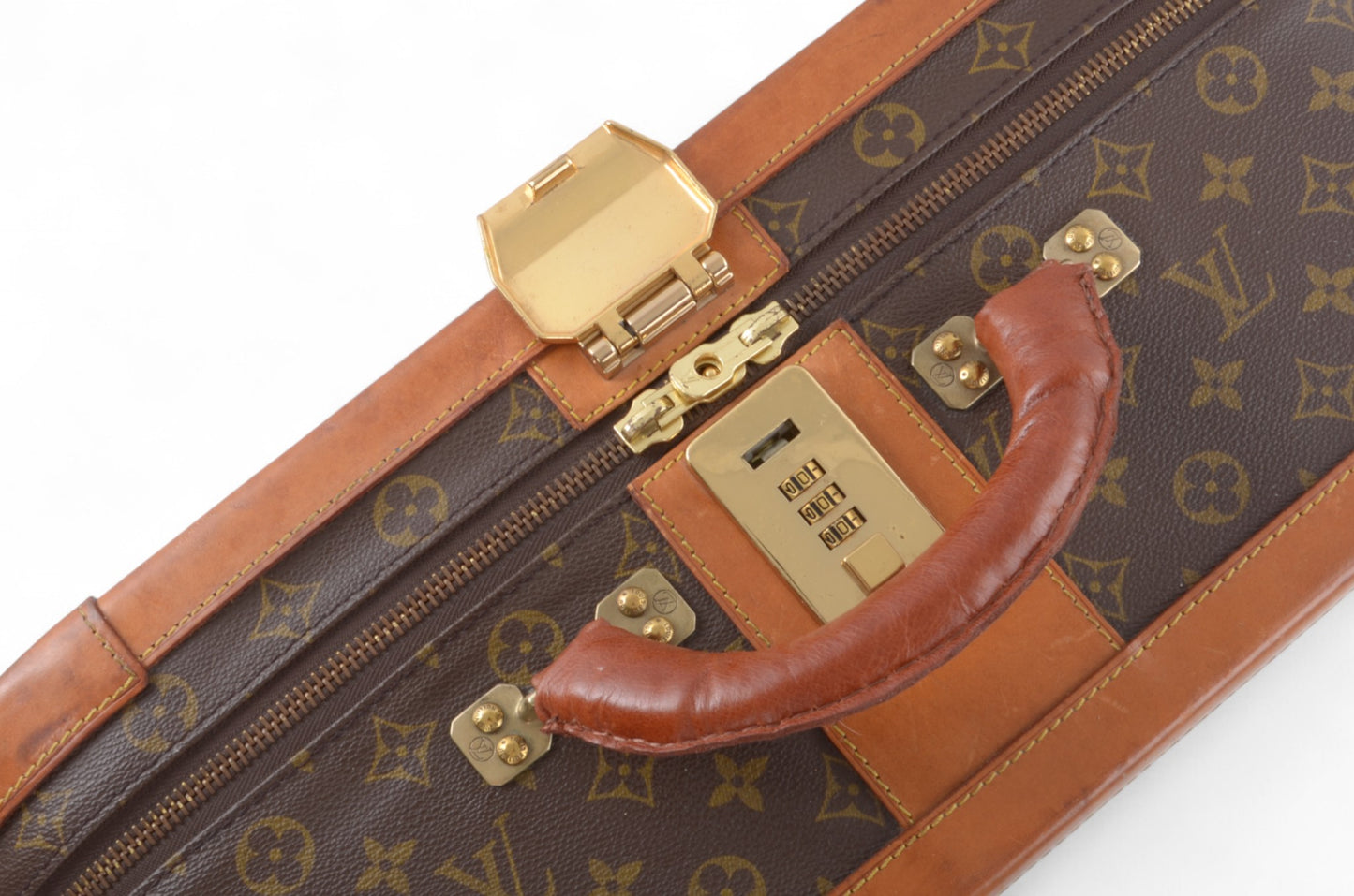 Louis Vuitton Stratos 50 Vintage Monogram Trunk Travel Bag Suitcase Leather Designer Classic Authentic