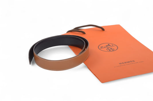 Hermès Constance Leather Strap Belt Black Brown Reversible