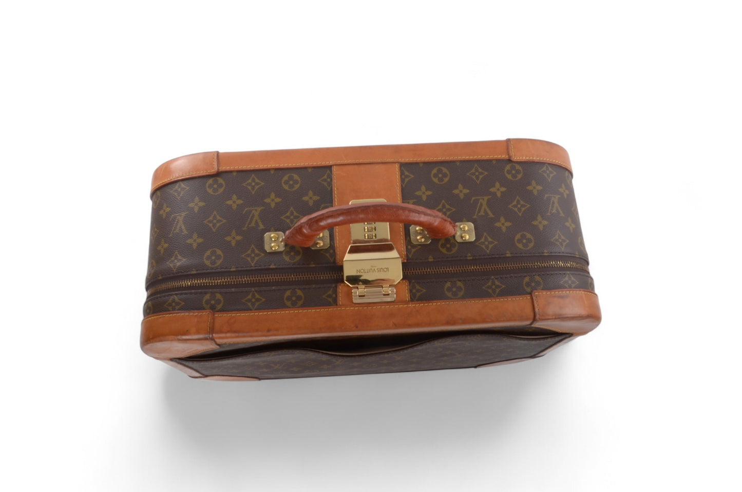 Louis Vuitton Stratos 50 Vintage Monogram Trunk Travel Bag Suitcase Leather Designer Classic Authentic