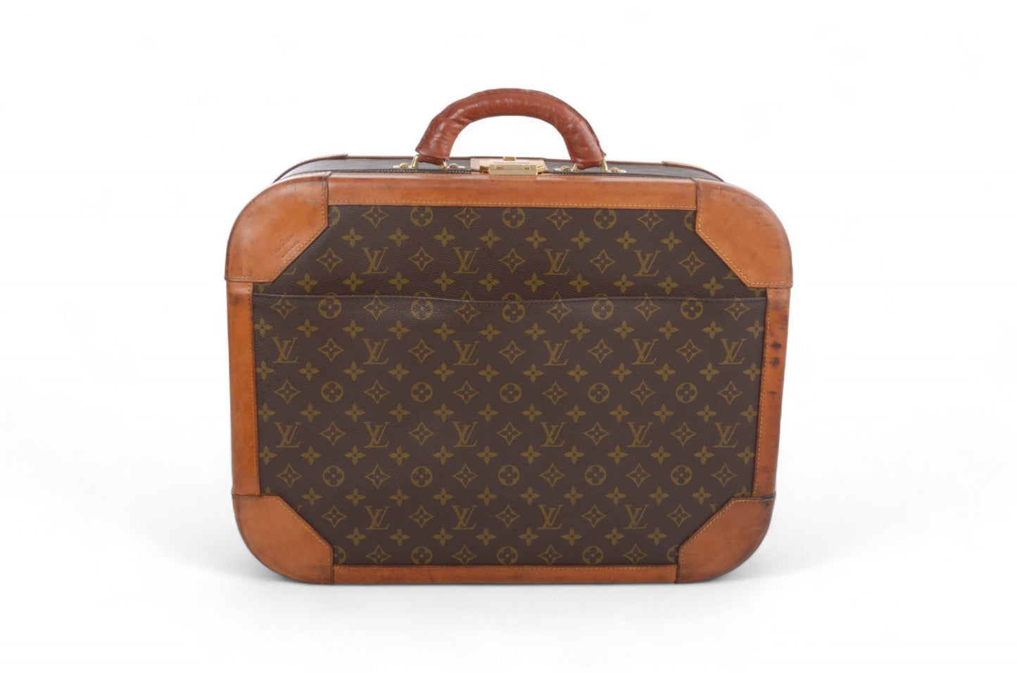 Louis Vuitton Stratos 50 Vintage Monogram Trunk Travel Bag Suitcase Leather Designer Classic Authentic