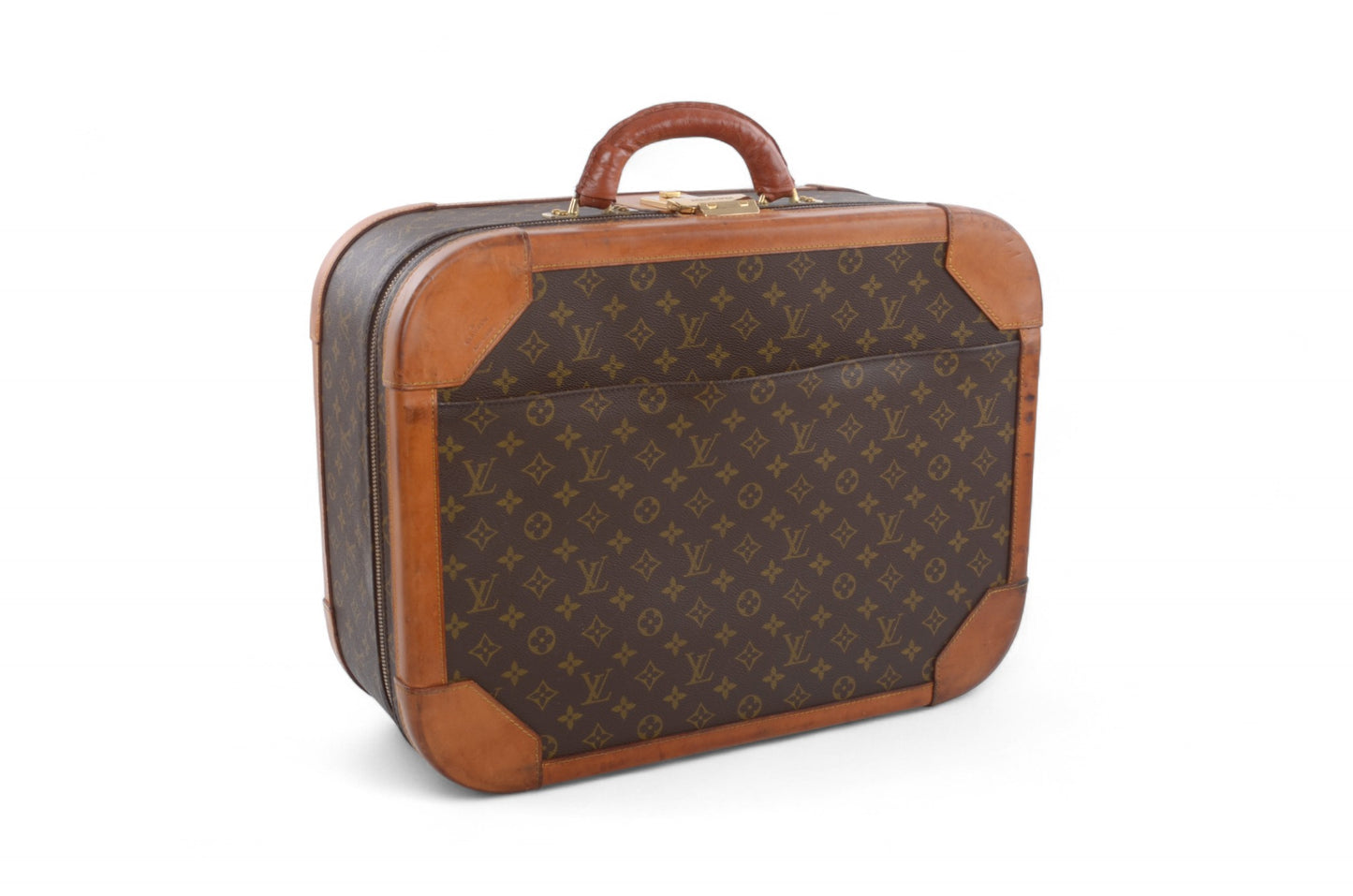 Louis Vuitton Stratos 50 Vintage Monogram Trunk Travel Bag Suitcase Leather Designer Classic Authentic