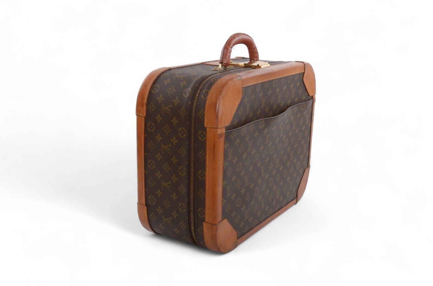 Louis Vuitton Stratos 50 Vintage Monogram Trunk Travel Bag Suitcase Leather Designer Classic Authentic