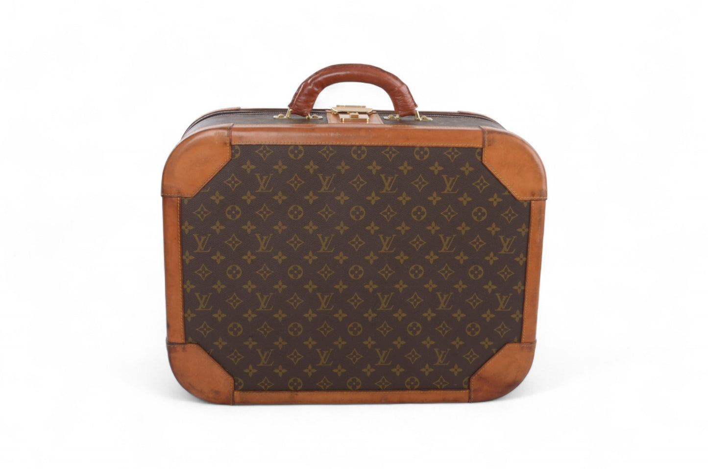 Louis Vuitton Stratos 50 Vintage Monogram Trunk Travel Bag Suitcase Leather Designer Classic Authentic