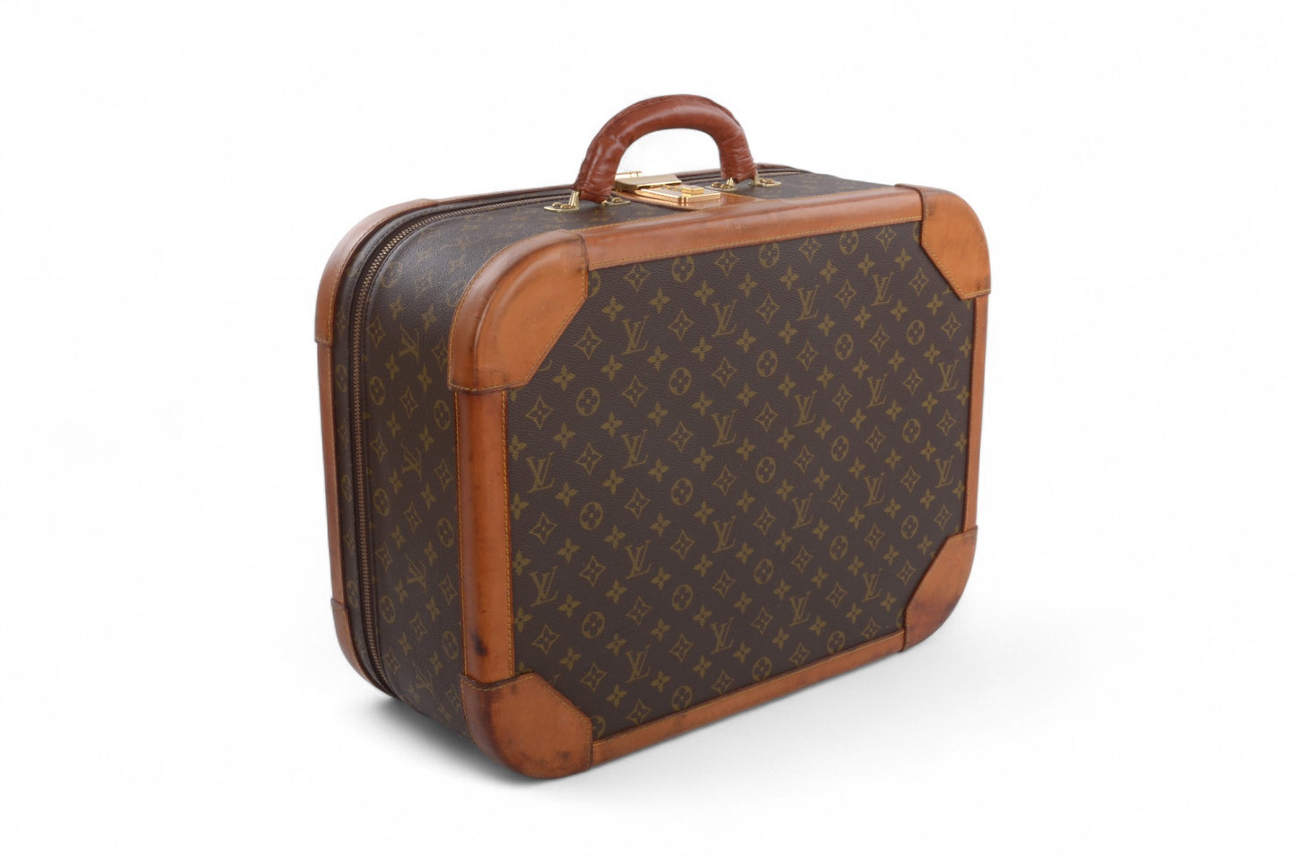 Louis Vuitton Stratos 50 Vintage Monogram Trunk Travel Bag Suitcase Leather Designer Classic Authentic